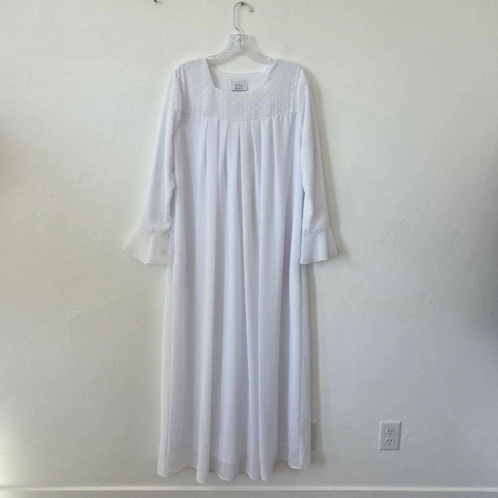 Zita White Maxi Dress Temple Church Baptism Modest Pockets High Neck Small